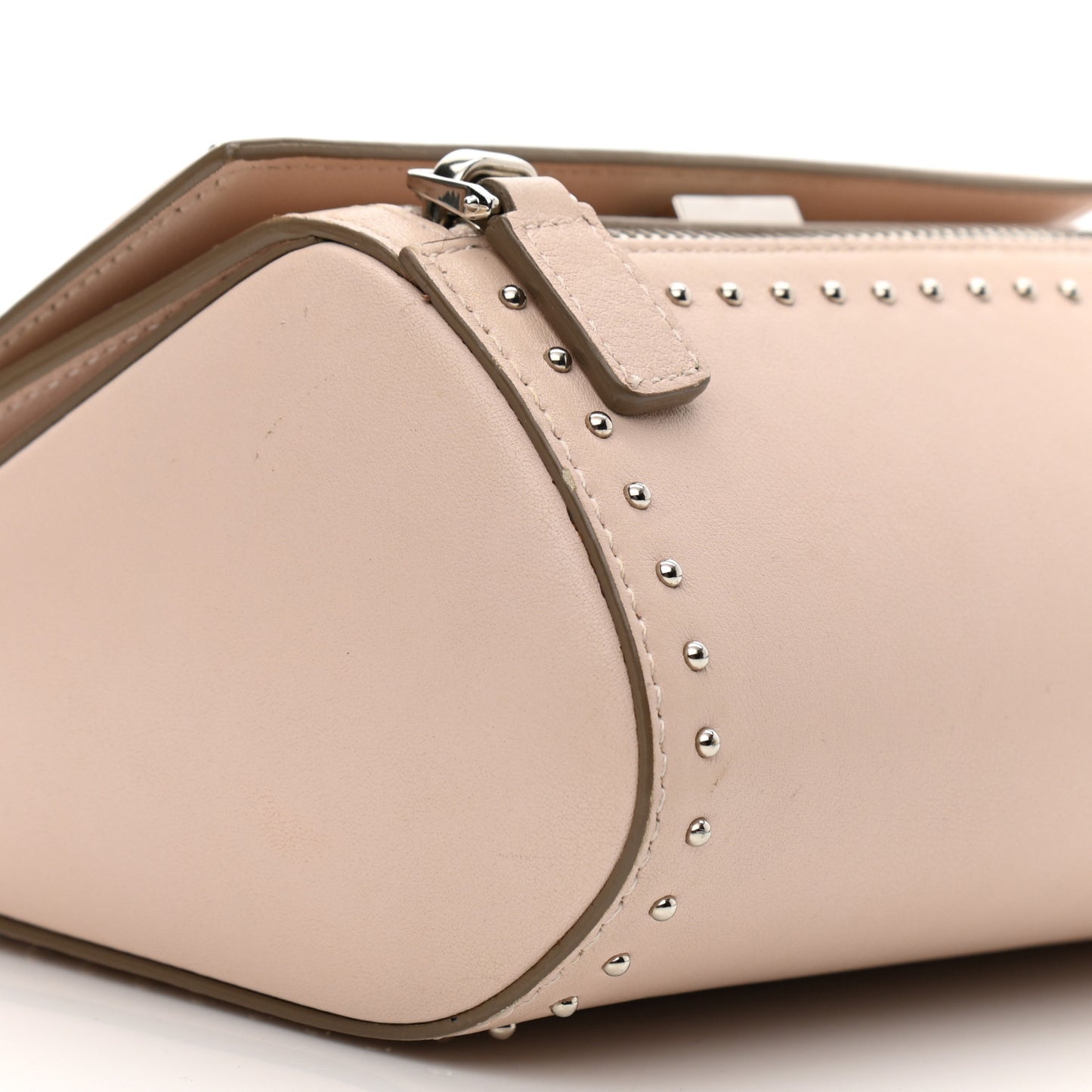 Calfskin Studded Mini Pandora Box Crossbody Bag Nude Pink