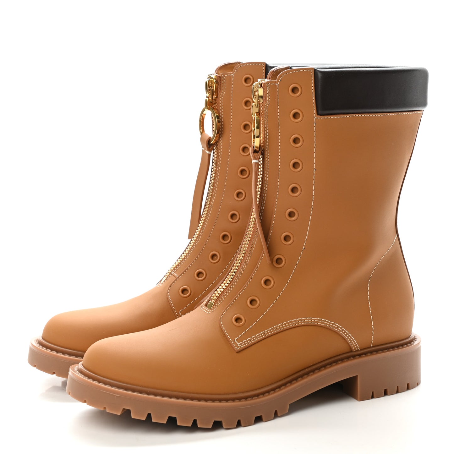 Matte Calfskin Bold Boots 39 Ochre Brown