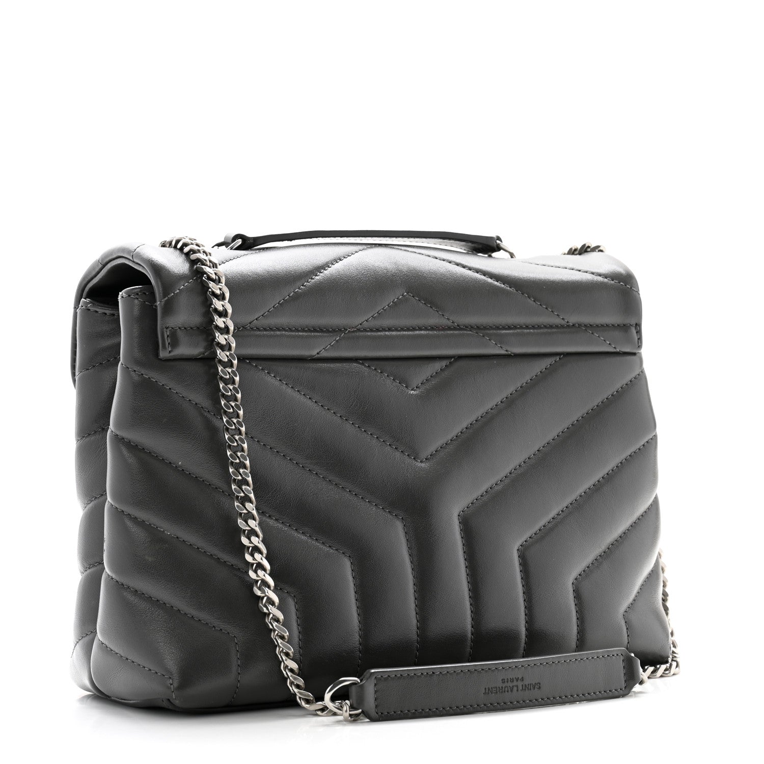 Saint Laurent Calfskin Y Quilted Monogram Small Loulou Chain Satchel Earth 3 of 13