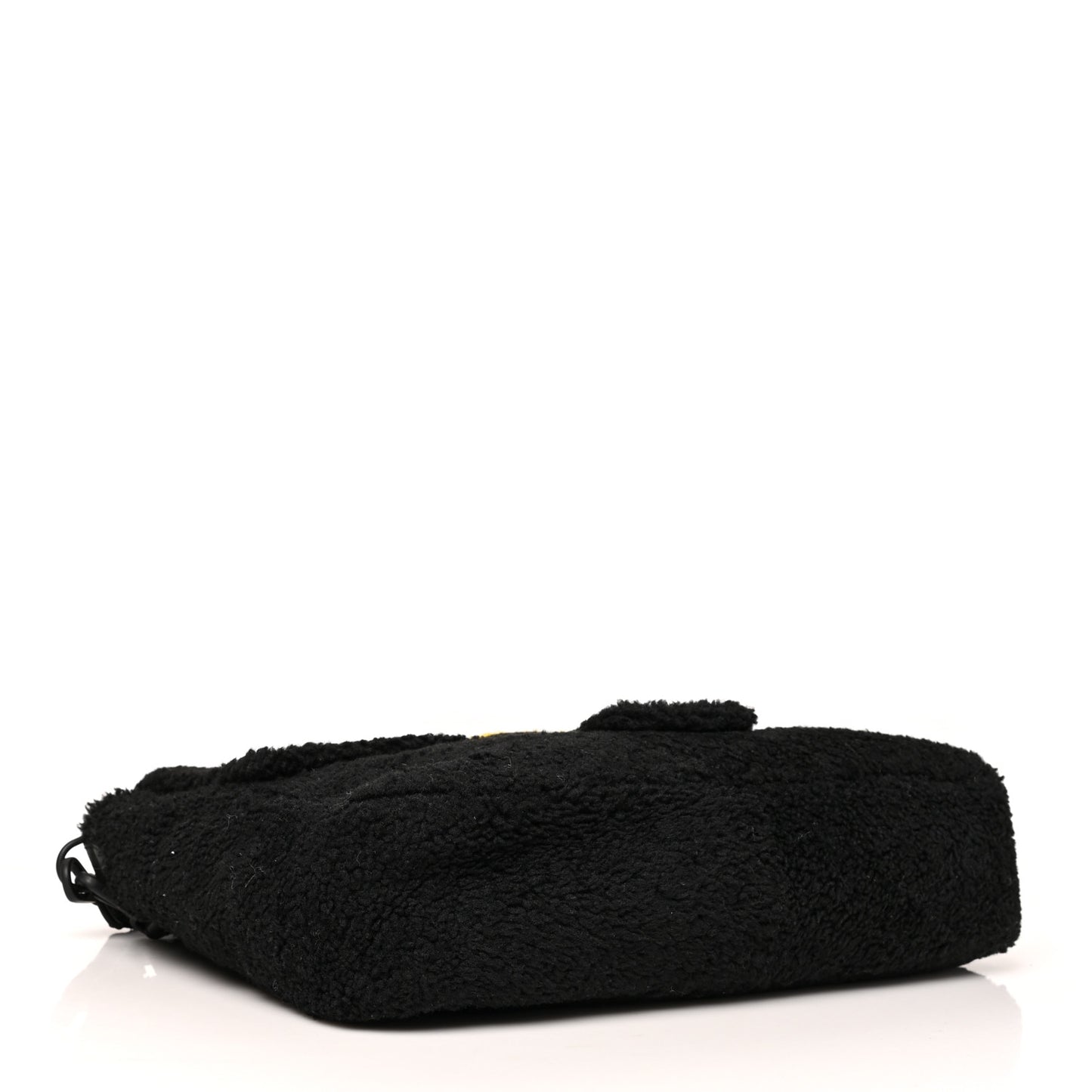 Shearling Calfskin Large Baguette Messenger Bag Black Giallo