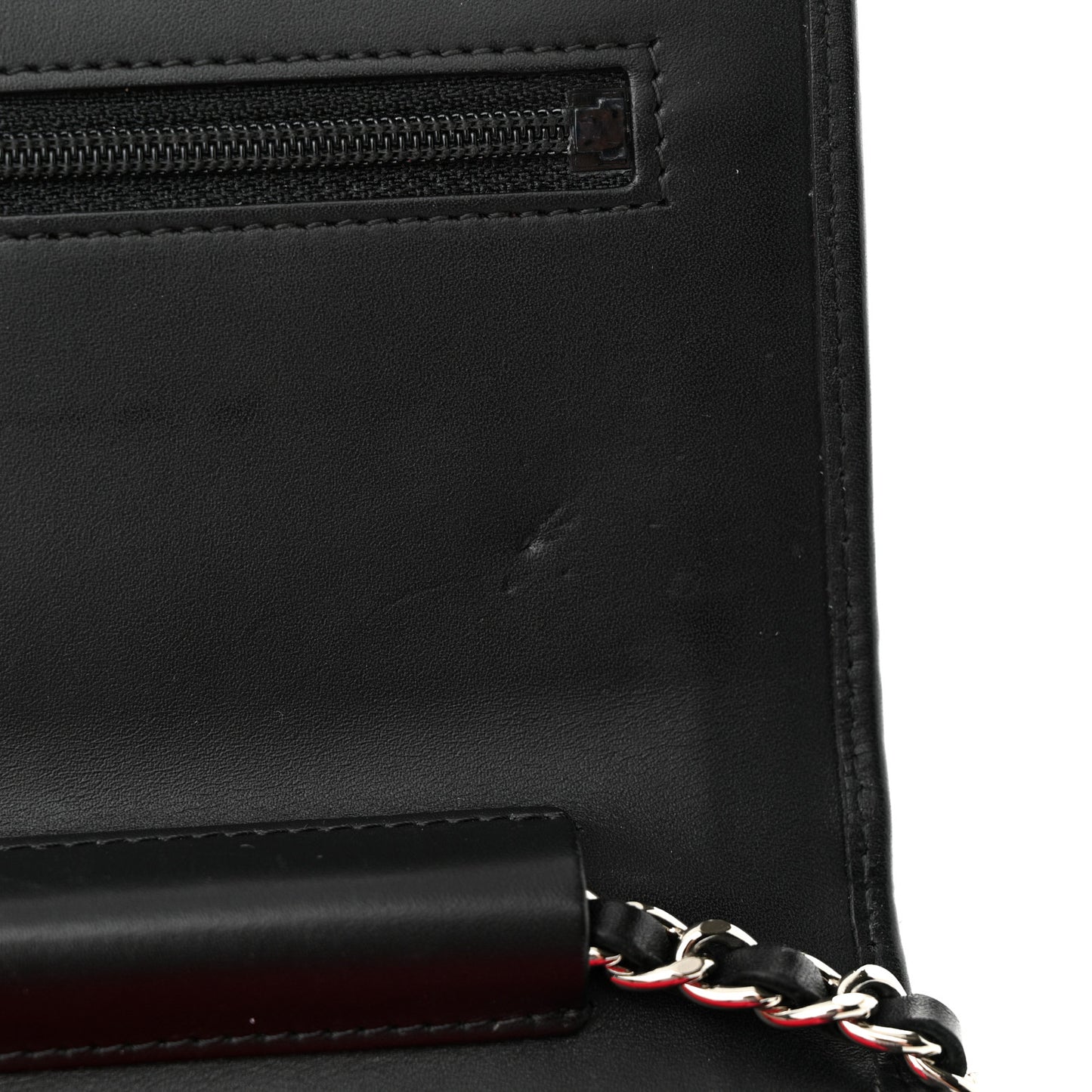 Calfskin Quilted Cambon Wallet on Chain WOC Black