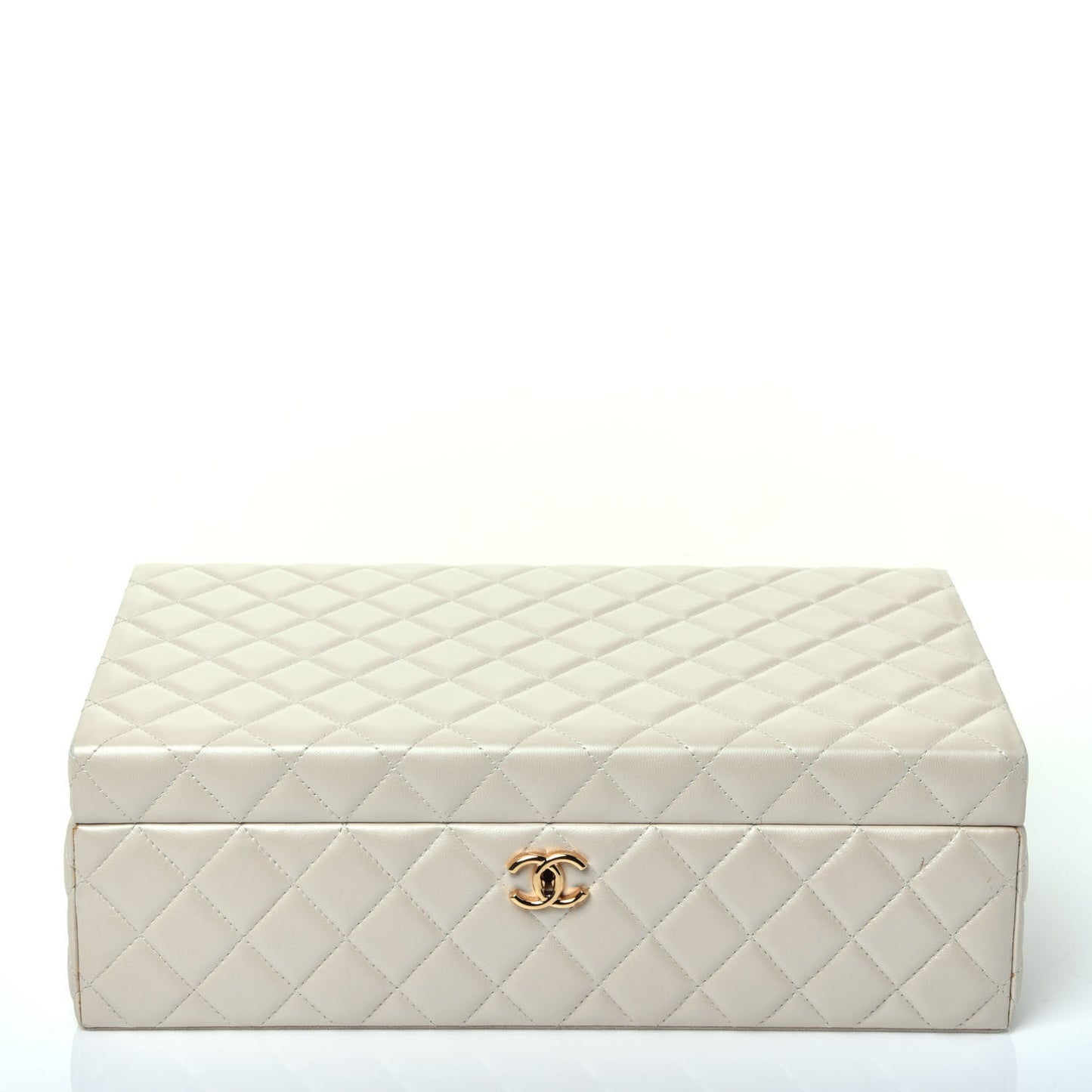 Lambskin Quilted Jewelry Case Ivory