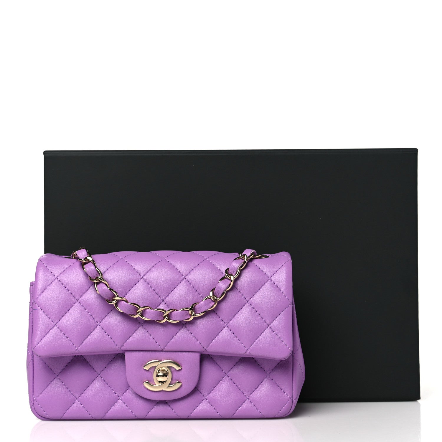 Chanel Lambskin Quilted Mini Rectangular Flap Purple 10 of 10