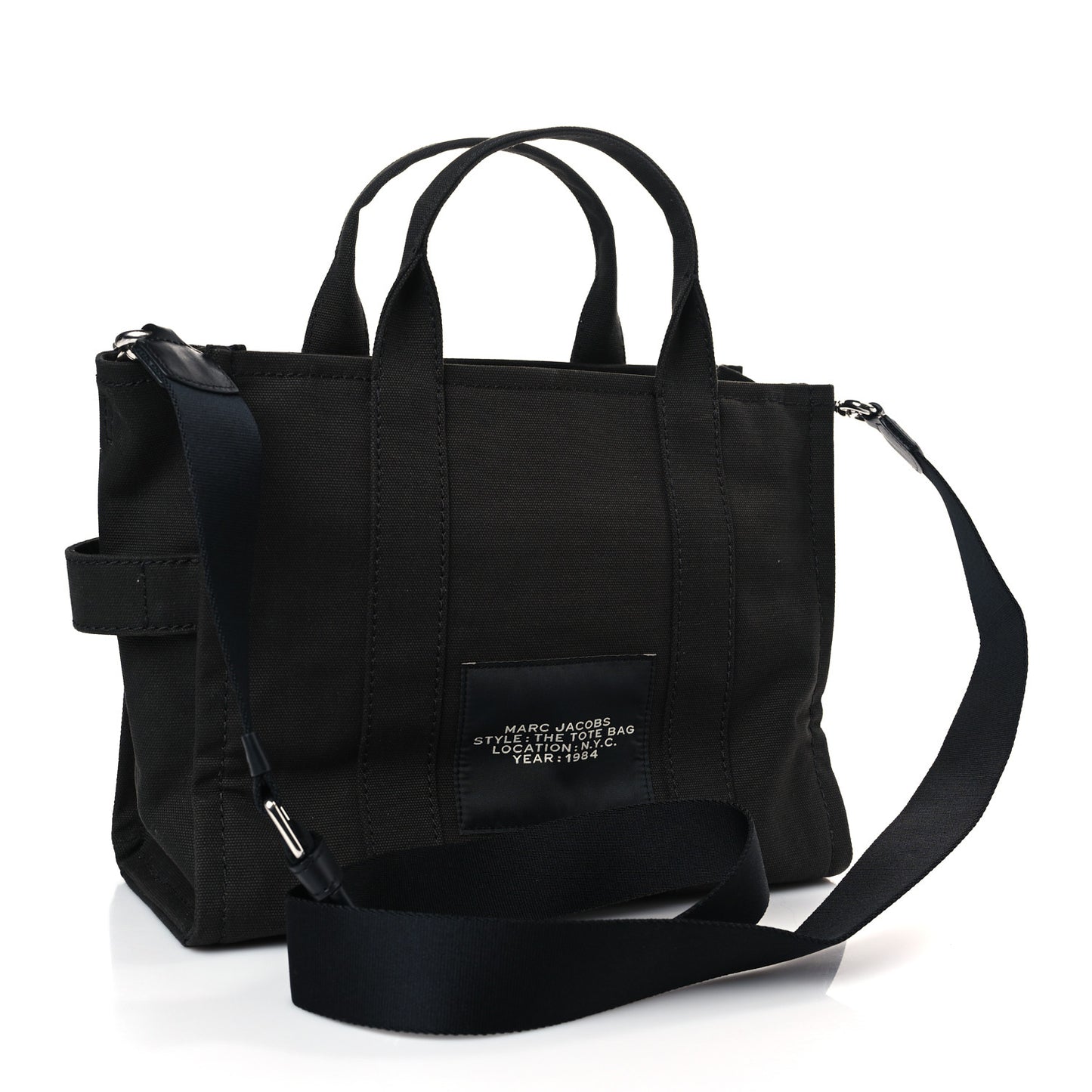 Cotton Canvas Medium The Traveler Tote Bag Black