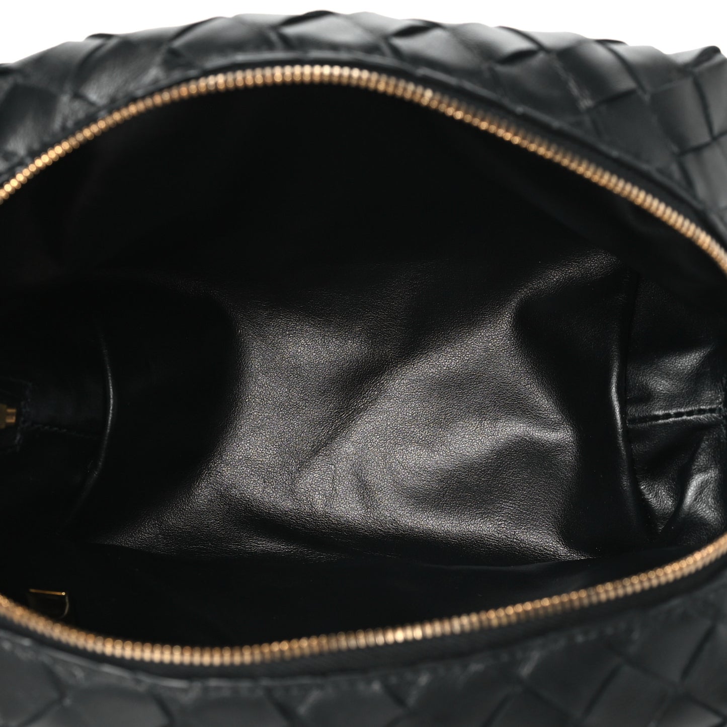 Nappa Intrecciato Zip Wristlet Clutch Black