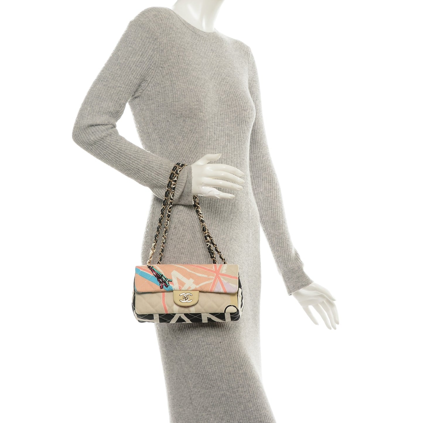 Canvas Small Printed Eiffel Tower Flap Bag