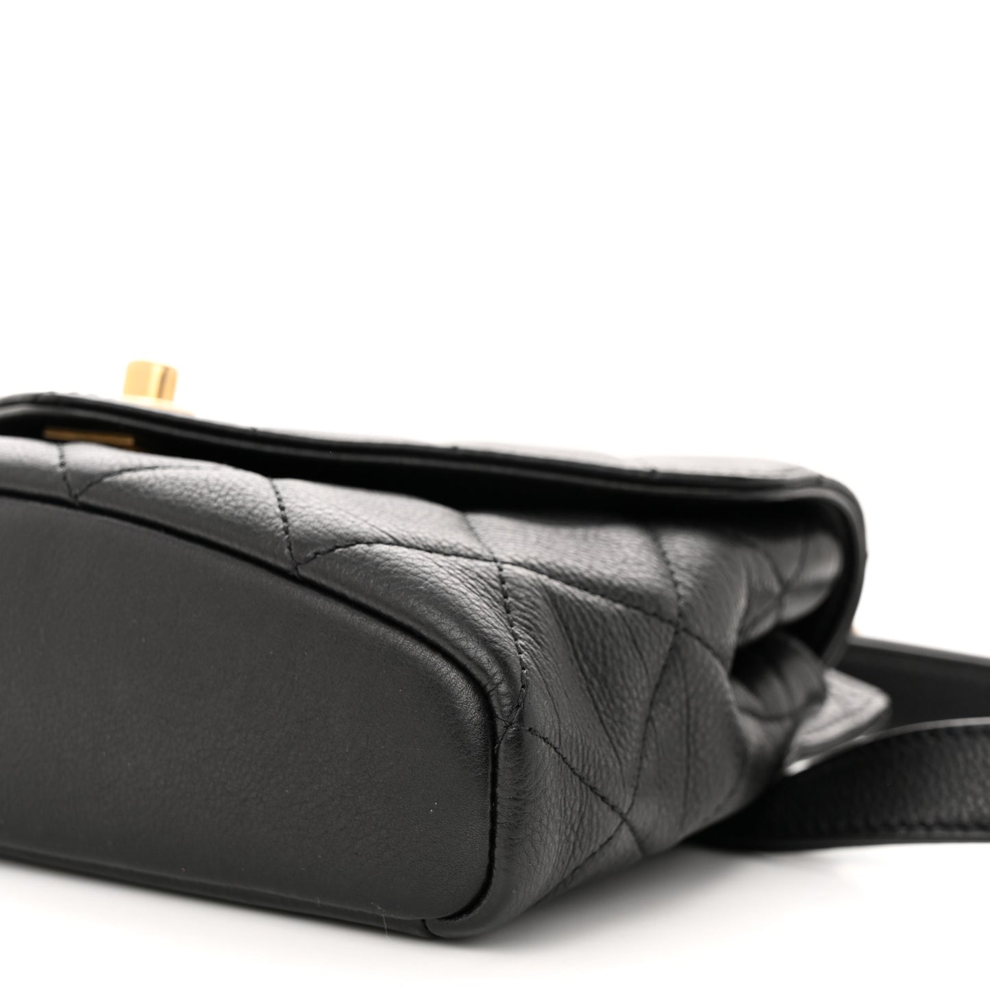 Calfskin Quilted Carry With Chic Flap Waist Bag With Chain Black