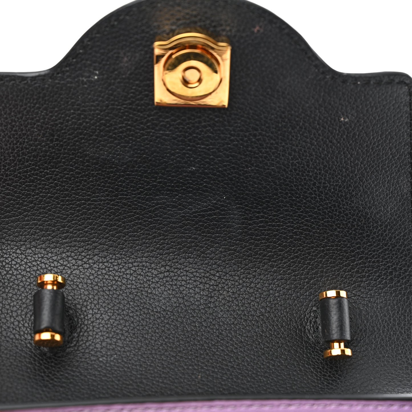 Grained Calfskin Small La Medusa Top Handle Bag Black Lilac