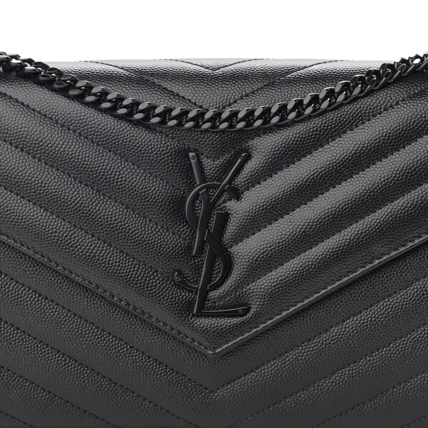 Grain De Poudre Matelasse Chevron Monogram Chain Wallet Black