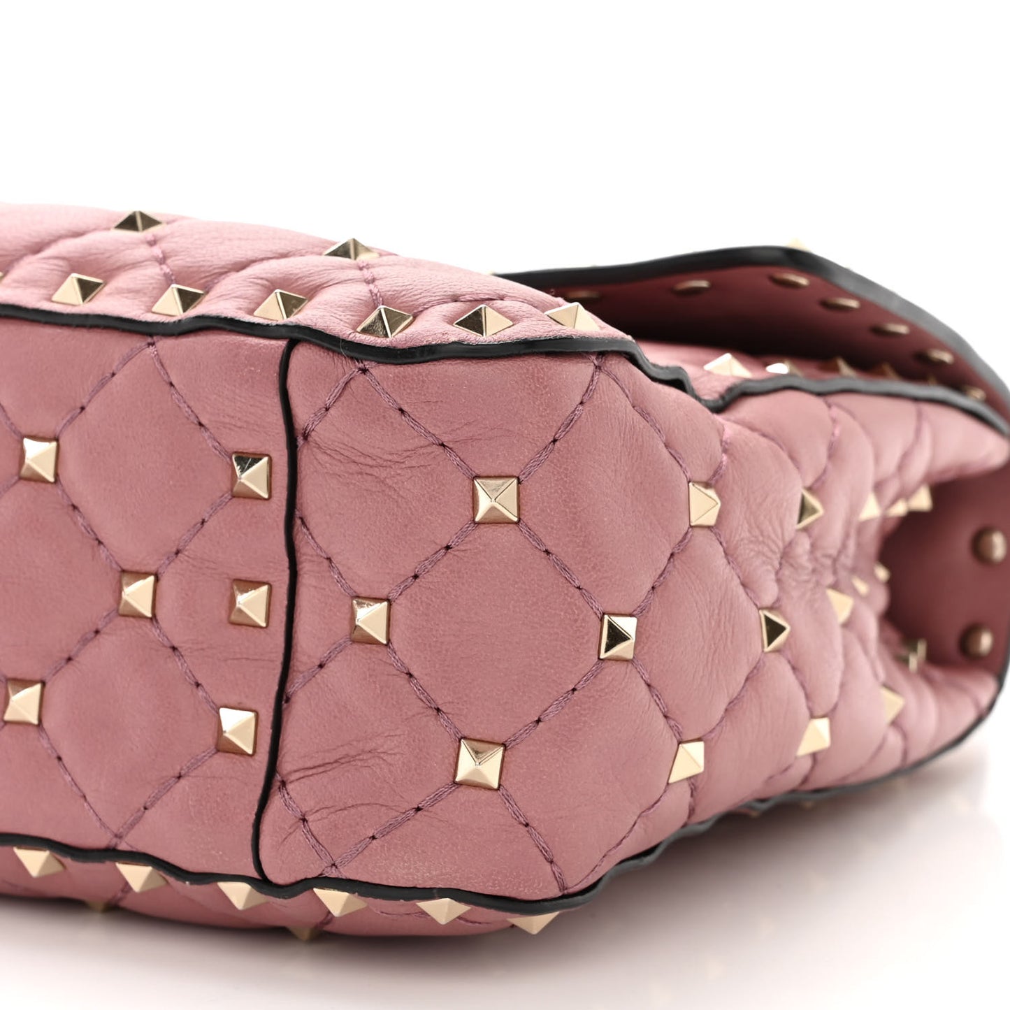 Lambskin Medium Rockstud Spike Shoulder Bag Antique Rose