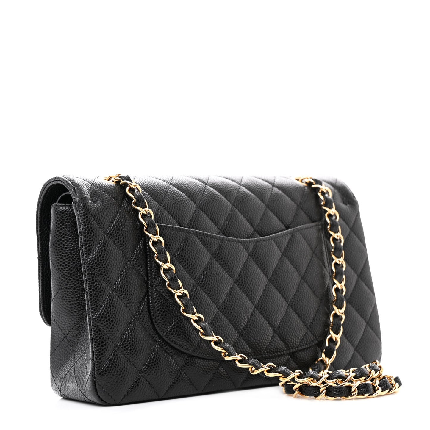 Caviar Quilted Medium Double Flap Black