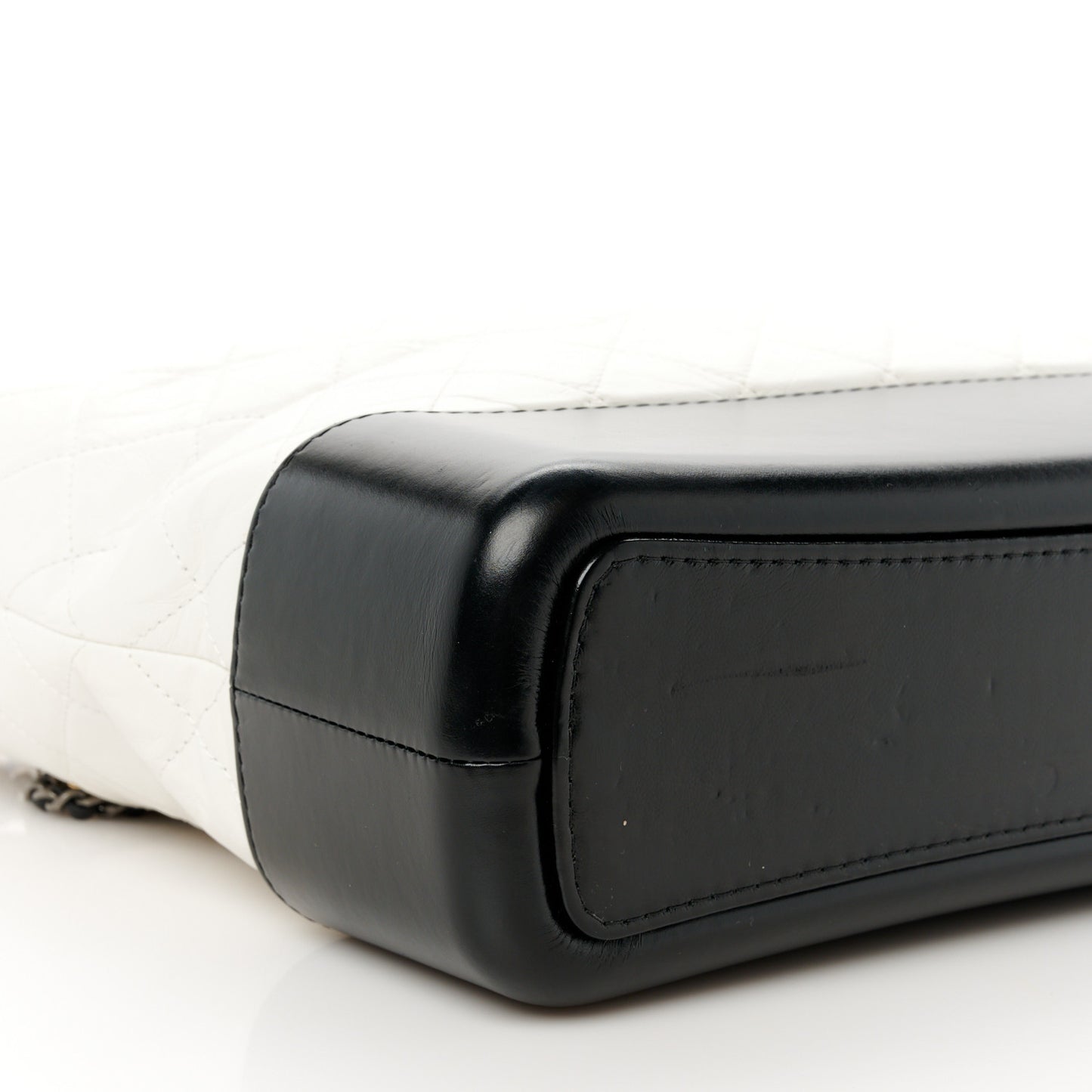 Aged Calfskin Quilted Large Gabrielle Hobo White Black