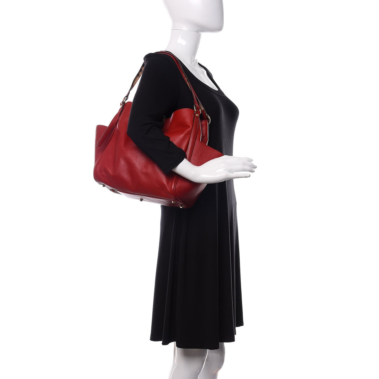 Calfskin Haymarket Check Small Canterbury Tote Red