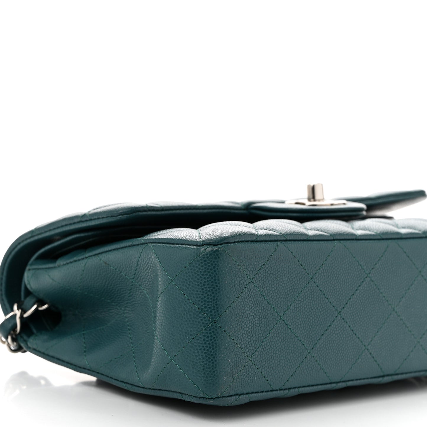 Caviar Quilted Small Double Flap Light Green
