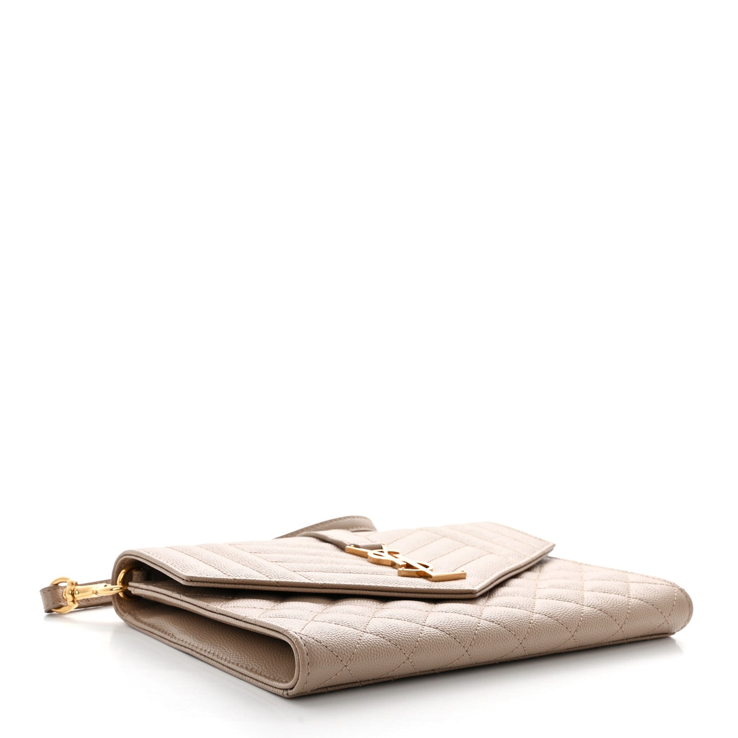 Grain De Poudre Textured Mixed Matelasse Triquilt Monogram Clutch Dark Beige