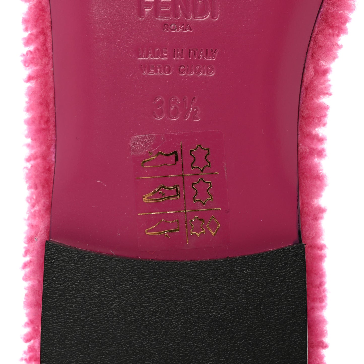 Shearling FF Baguette Slide Sandals 36.5 Pink