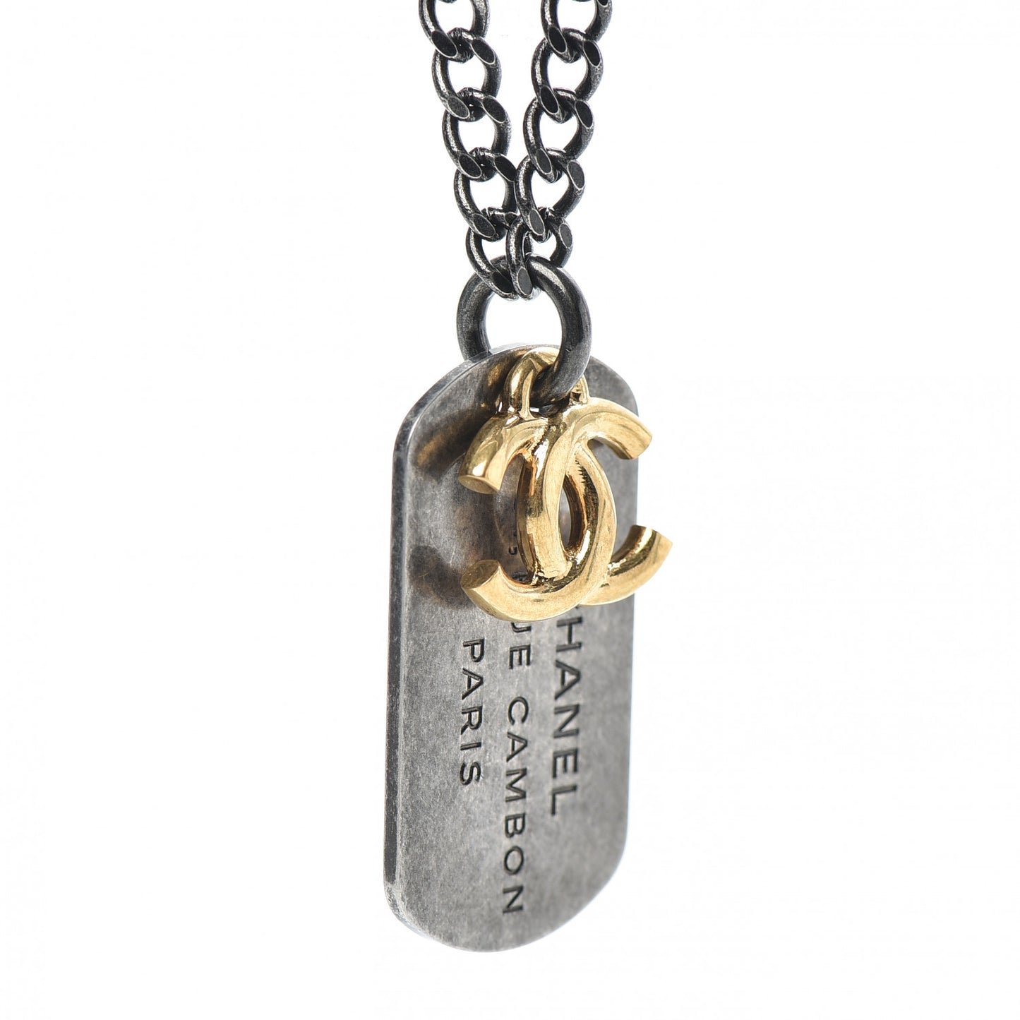 Ruthenium ID Dog Tag Charm Necklace Silver Gold