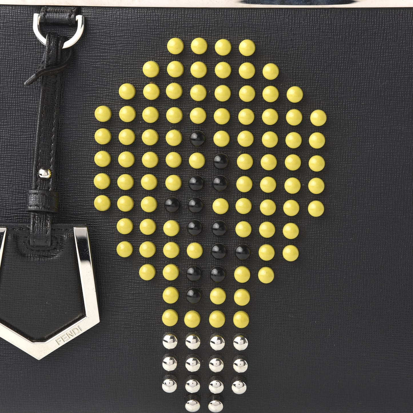 Vitello Elite Studded Light Bulb Petite 2Jours Tote Black Yellow