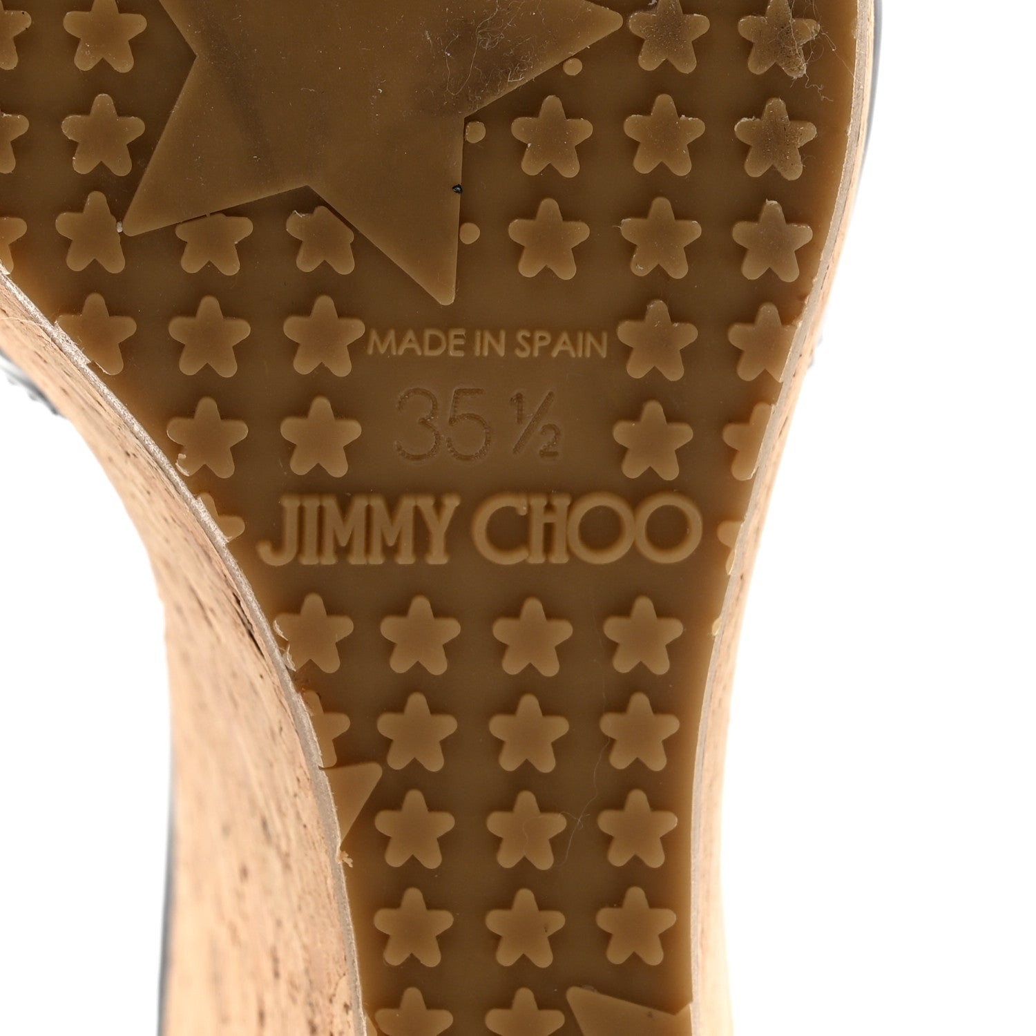 Jimmy Choo Patent Calfskin Perfume Cork Wedge Sandals 35.5 Black 8 of 8