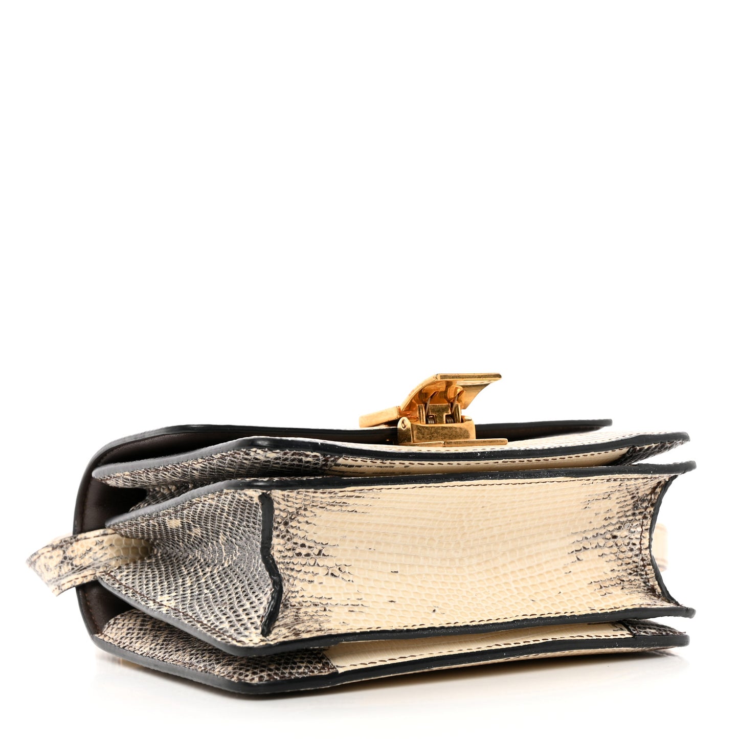 Lizard Small Classic Box Flap Bag Natural