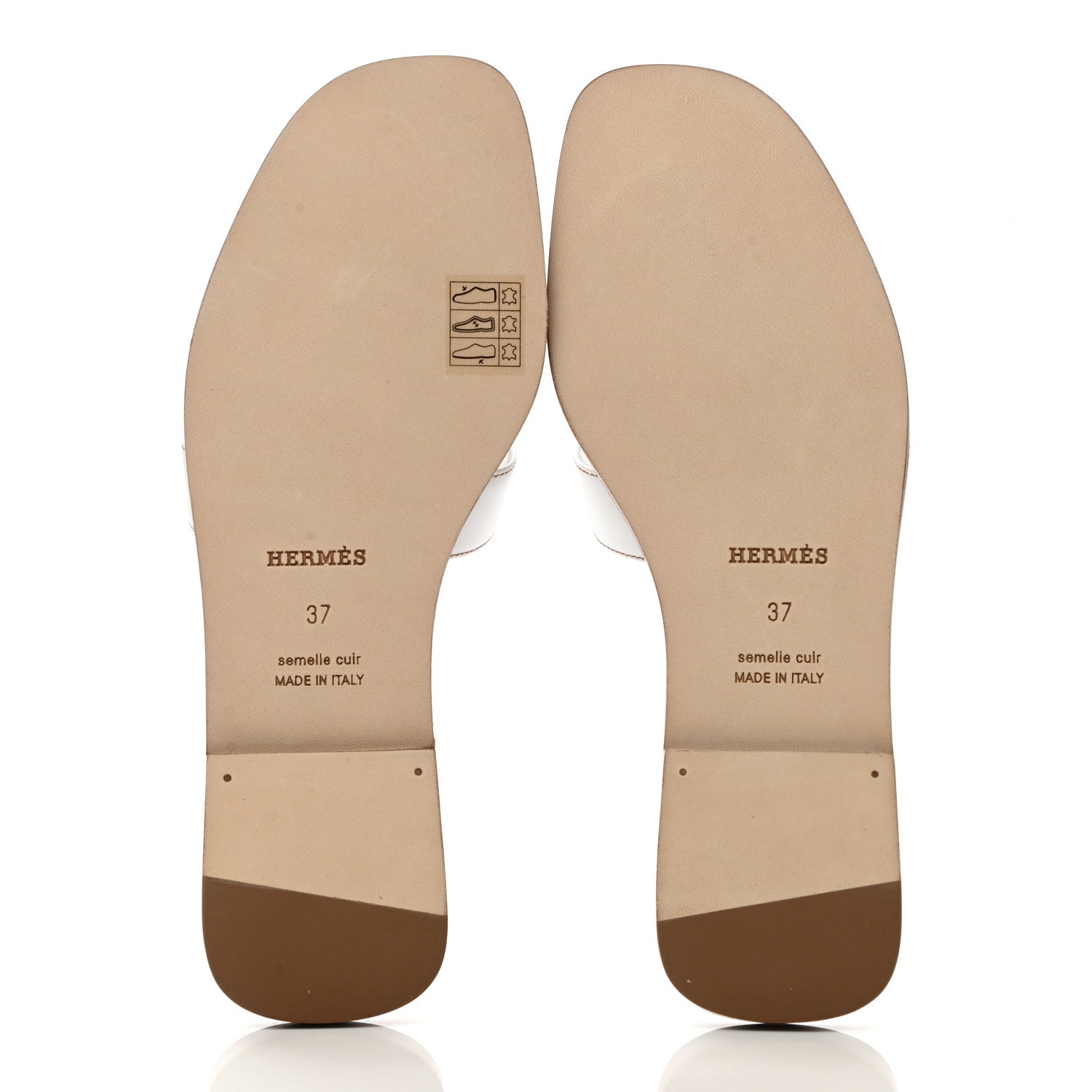 Hermes Box Calfskin Oran Sandals 37 White 5 of 9