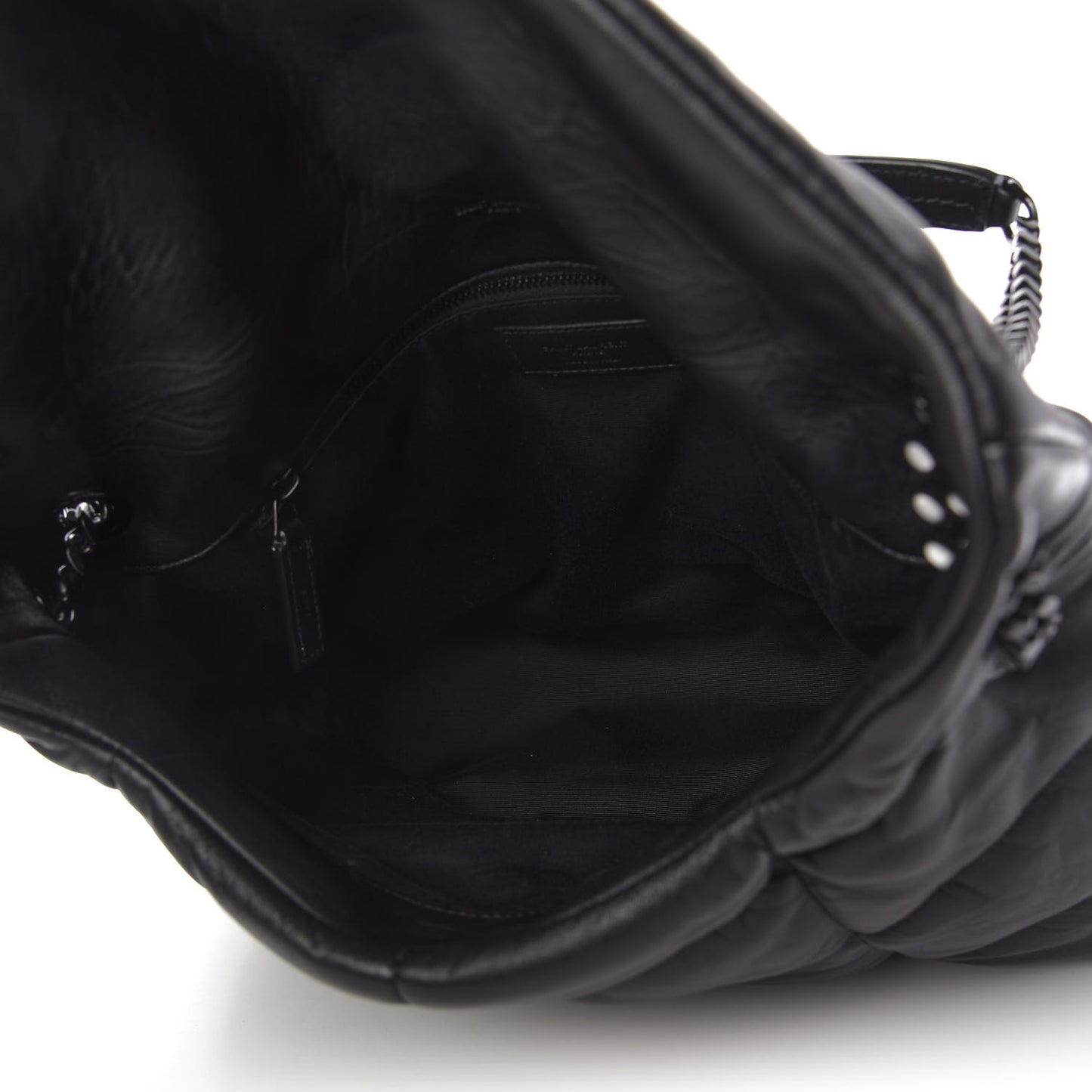 Lambskin Quilted Medium Loulou Puffer Monogram Chain Satchel Black