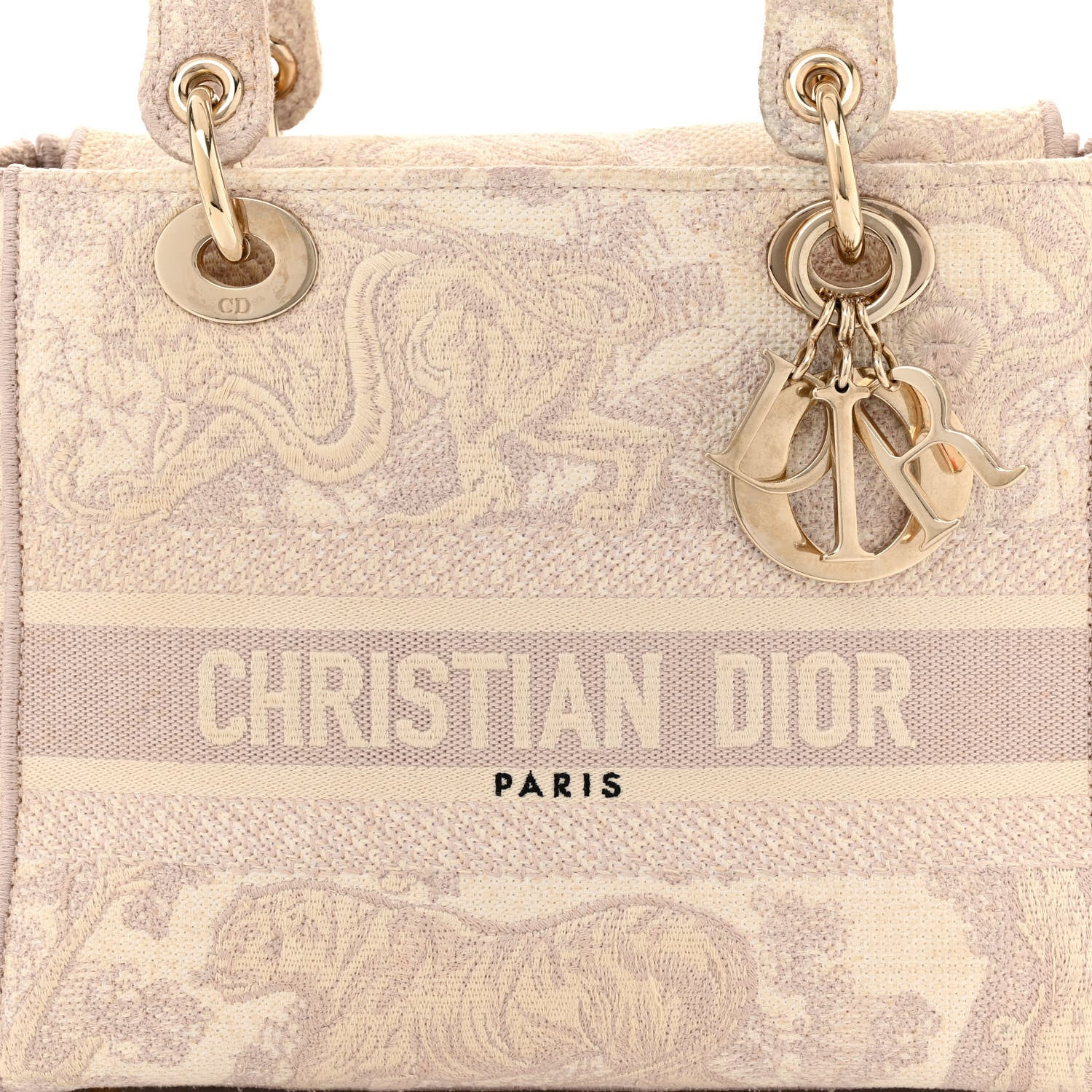Christian Dior Canvas Toile De Jouy Reverse Embroidered Medium Lady D-Lite Rose 8 of 12