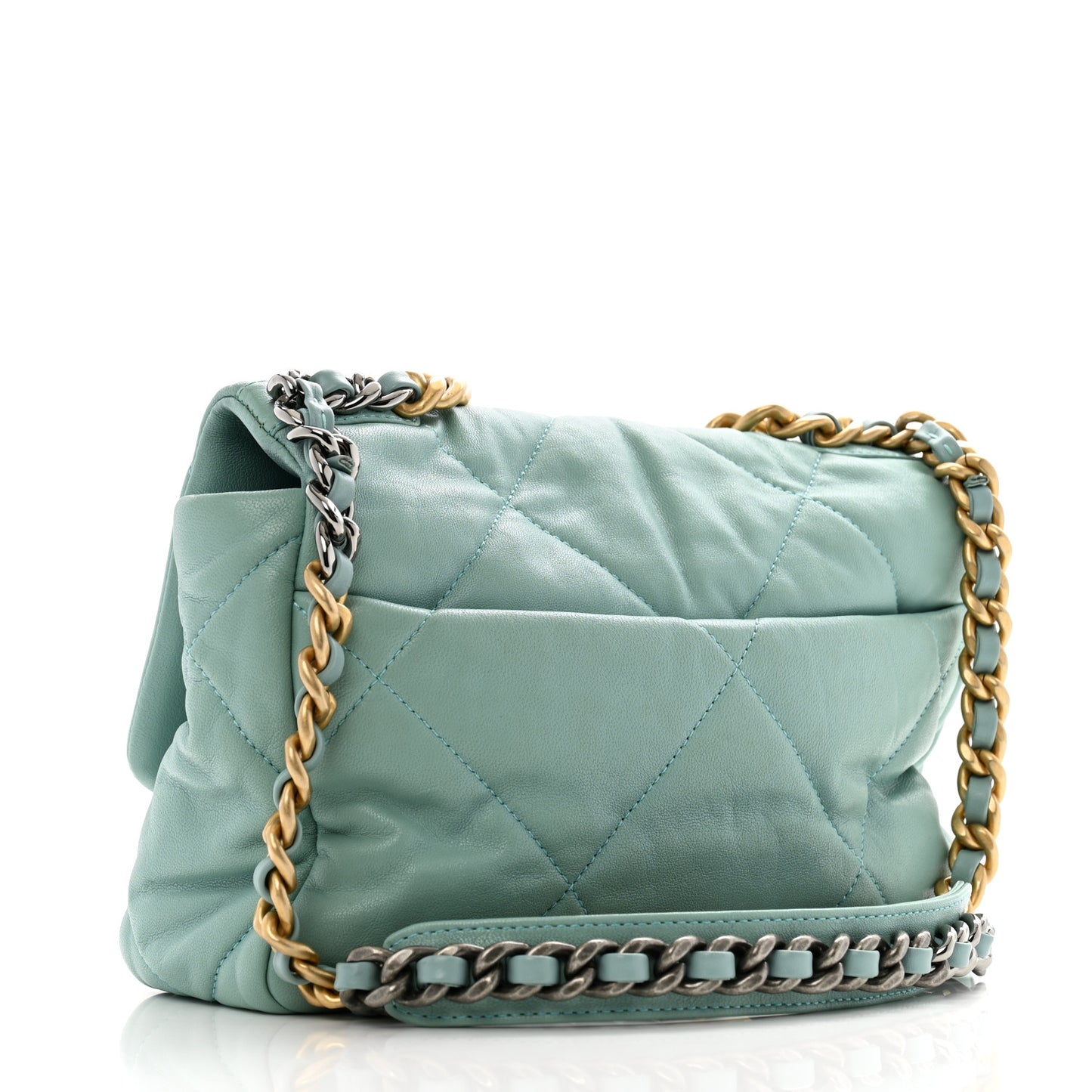 Goatskin Quilted Medium Chanel 19 Flap Light Blue