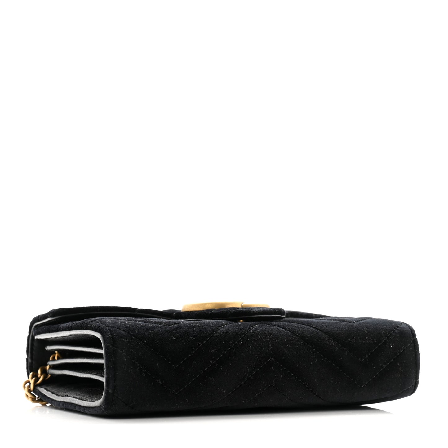 Velvet Matelasse GG Marmont Chain Wallet Black