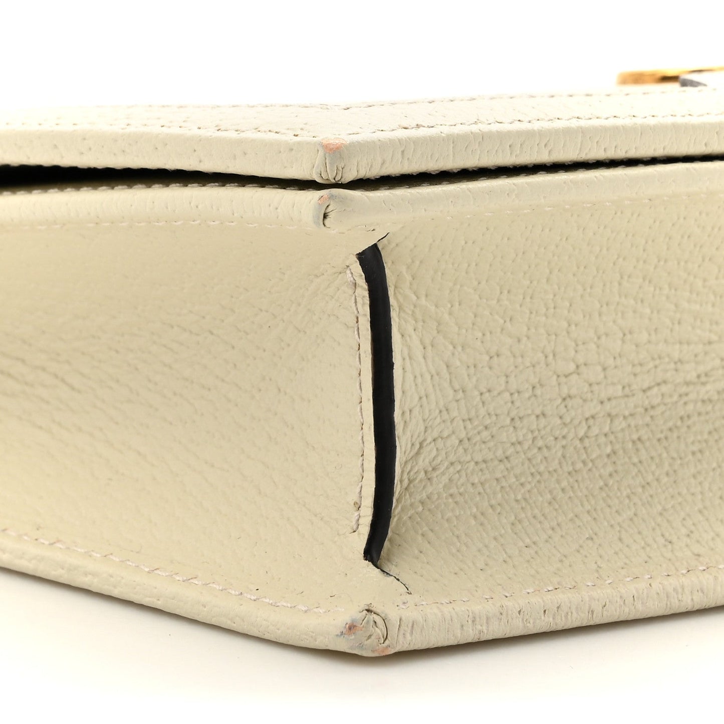 Textured Dollar Calfskin Mini Diana Chain Bag White