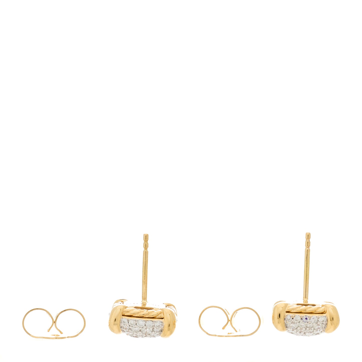 18K Yellow Gold Diamond 11mm Chatelaine Pave Stud Earrings