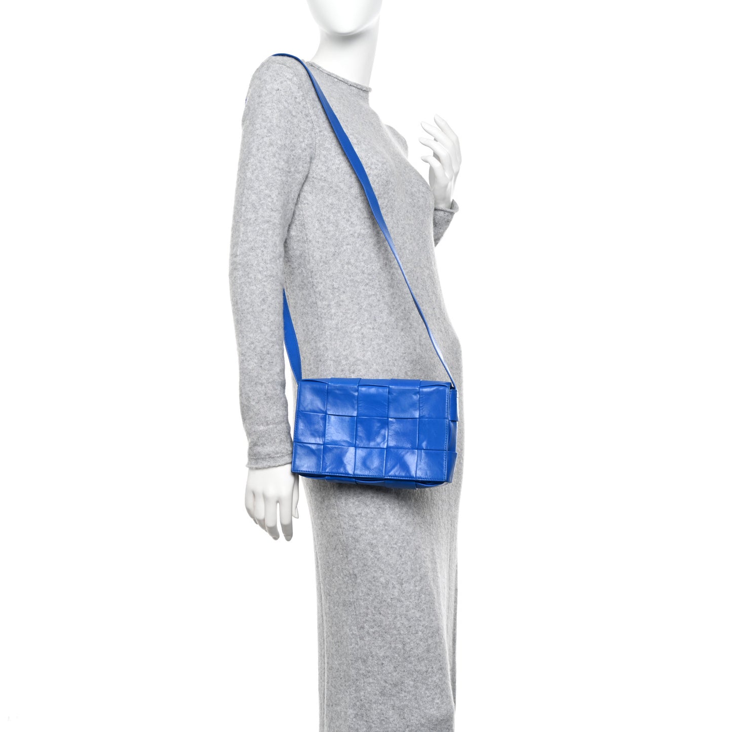 Paper Calfskin Maxi Intreccio Cassette Crossbody Bag Cobalt