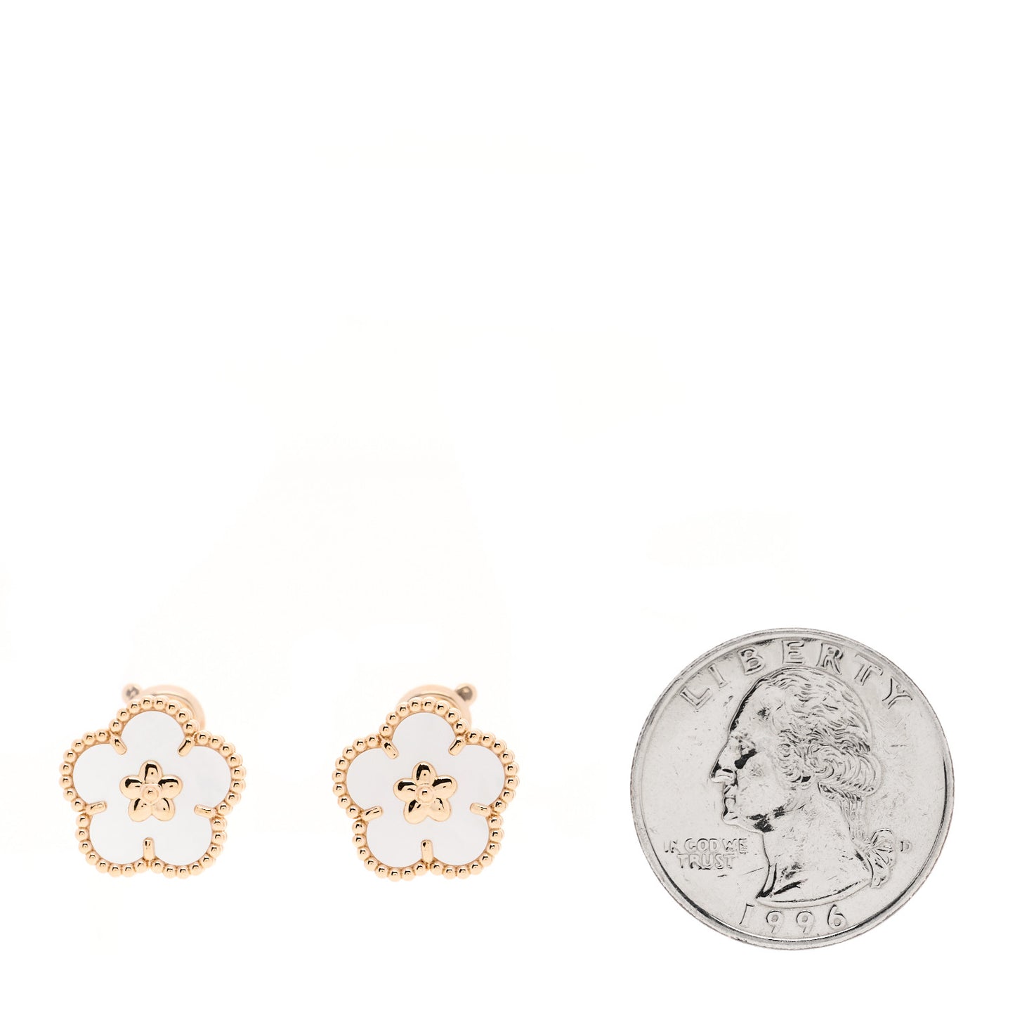 18K Rose Gold Mother of Pearl Lucky Springs Plum Blossom Earrings