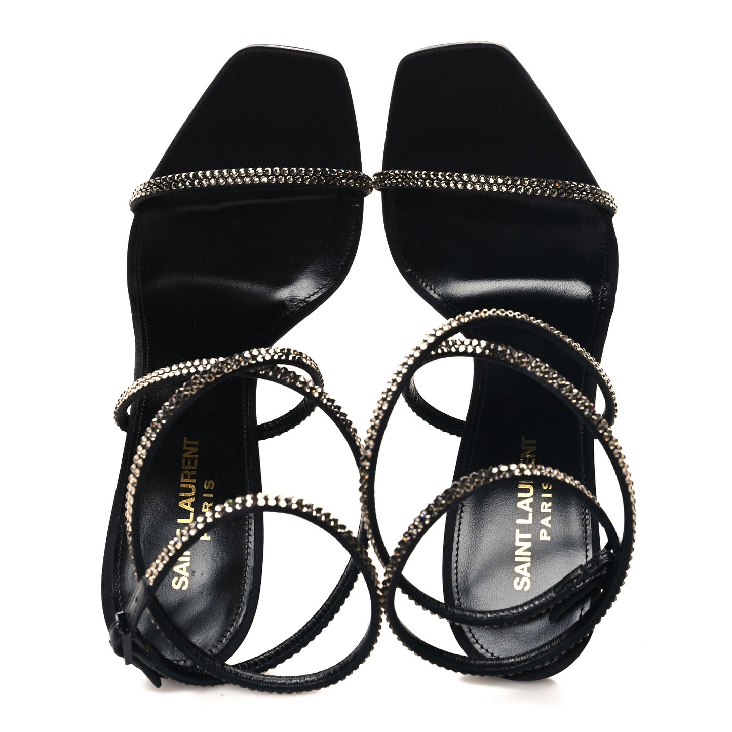 Satin Crystal Opyum 110 Sandals 39.5 Black