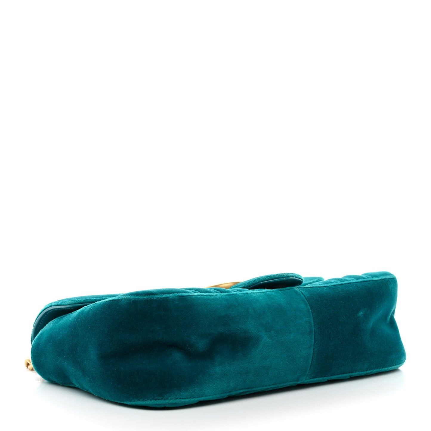 Velvet Matelasse Small GG Marmont Shoulder Bag Pavone Cyan