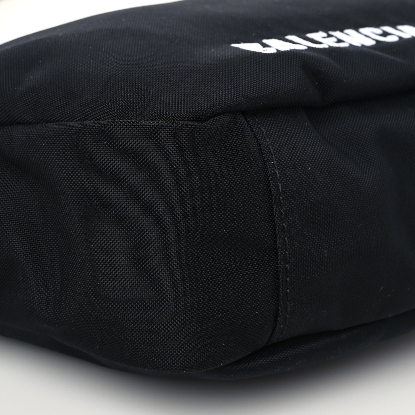 Recycled Sport Nylon Logo Embroidered Wheel Sling Bag Black White