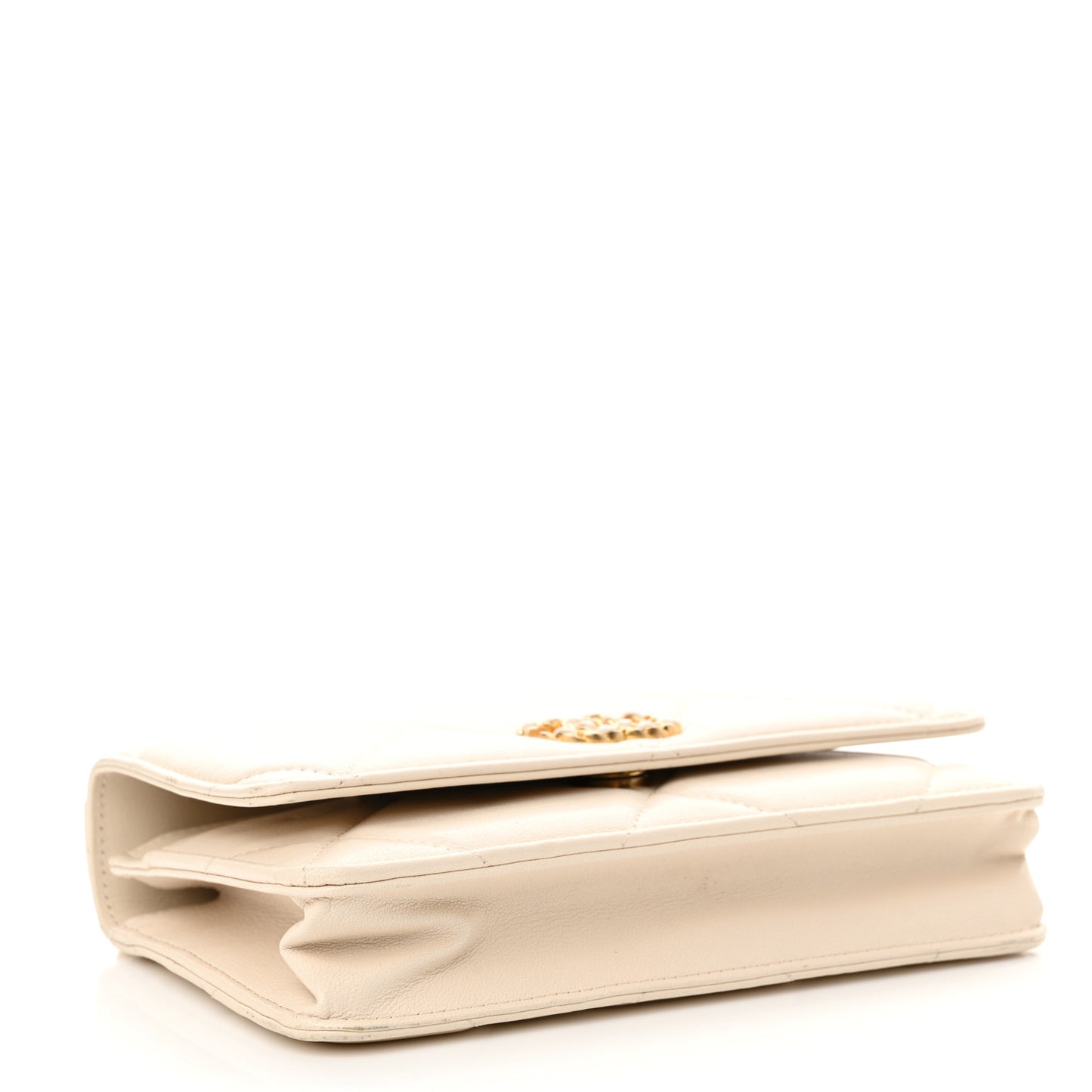 Lambskin Quilted Chanel 19 Wallet On Chain WOC Light Beige