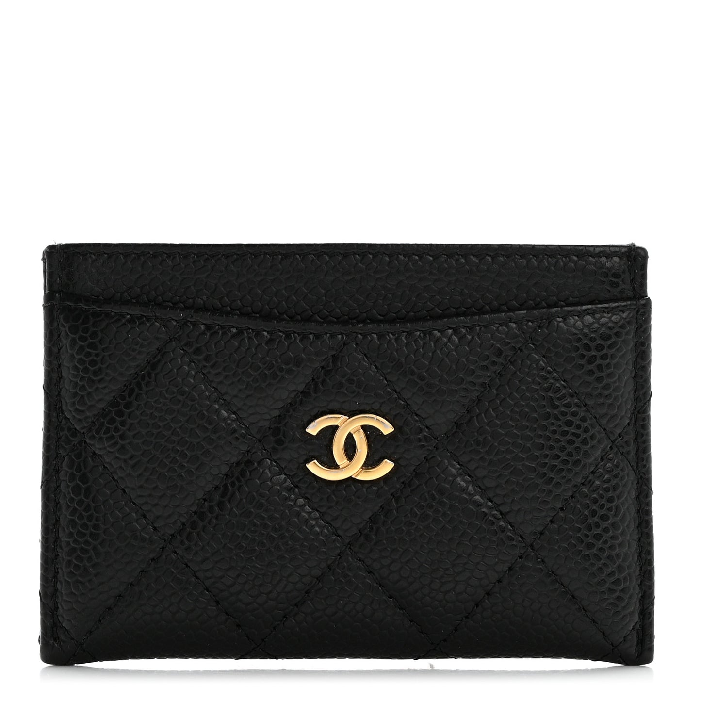 Caviar Quilted Card Holder Black