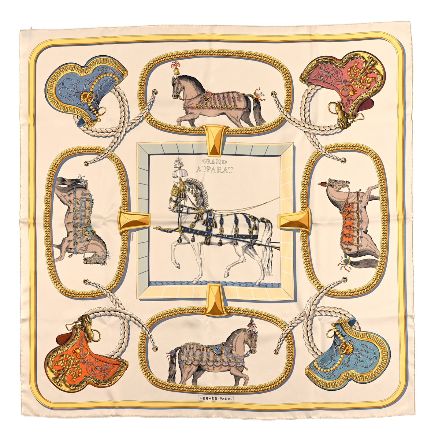 Silk Grand Apparat Forever Scarf 90 Creme Gold Multicolore