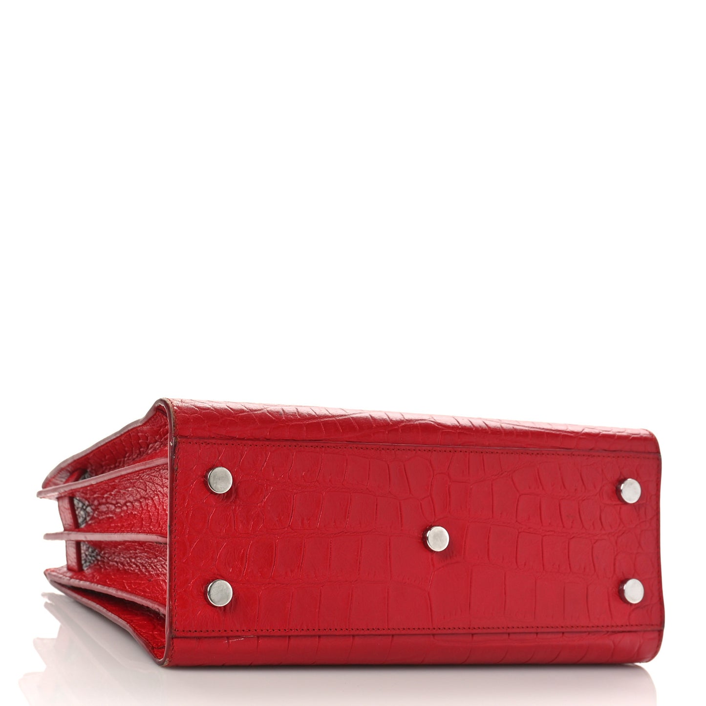 Calfskin Crocodile Embossed Baby Sac De Jour Red