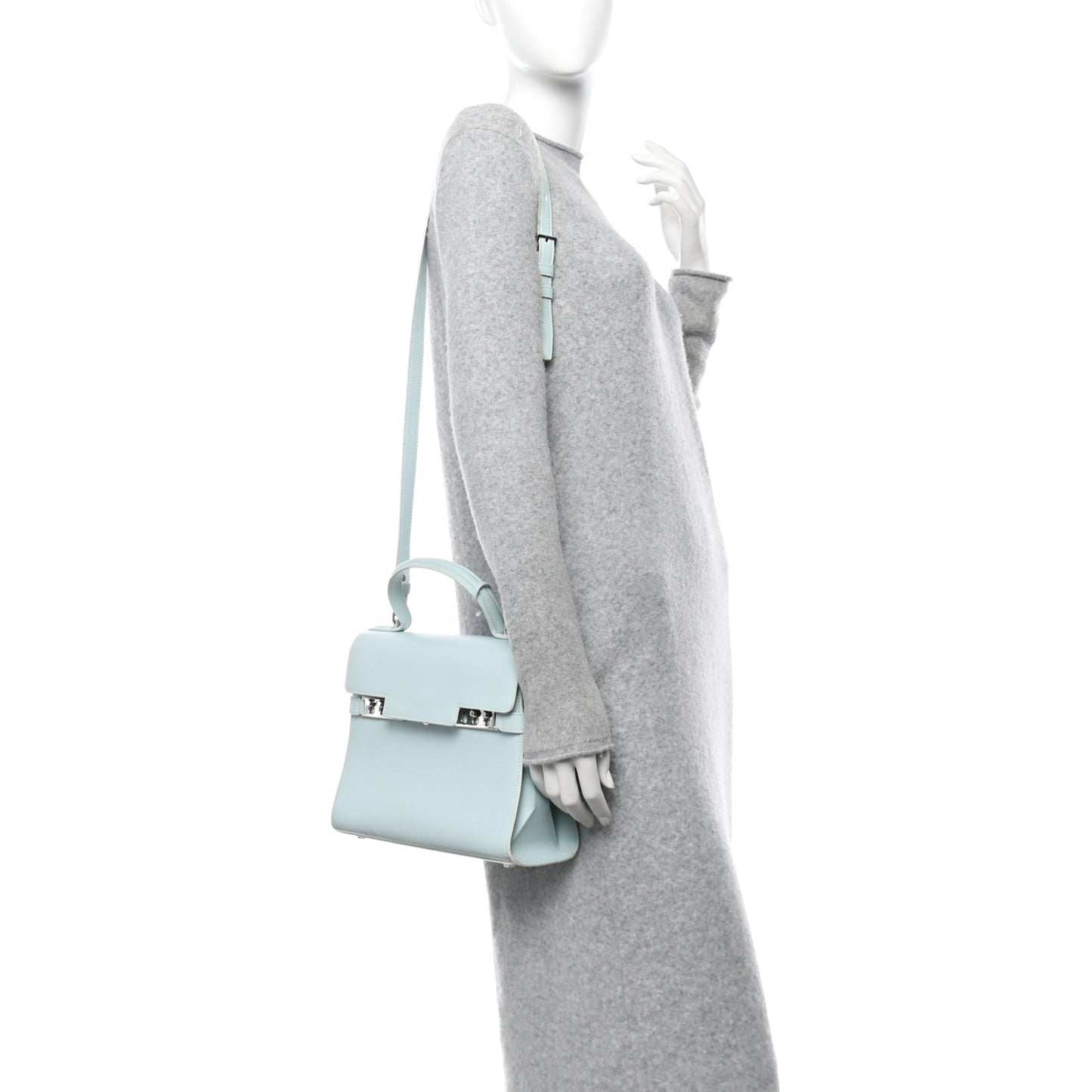 Calfskin CM Tempete Satchel Light Blue
