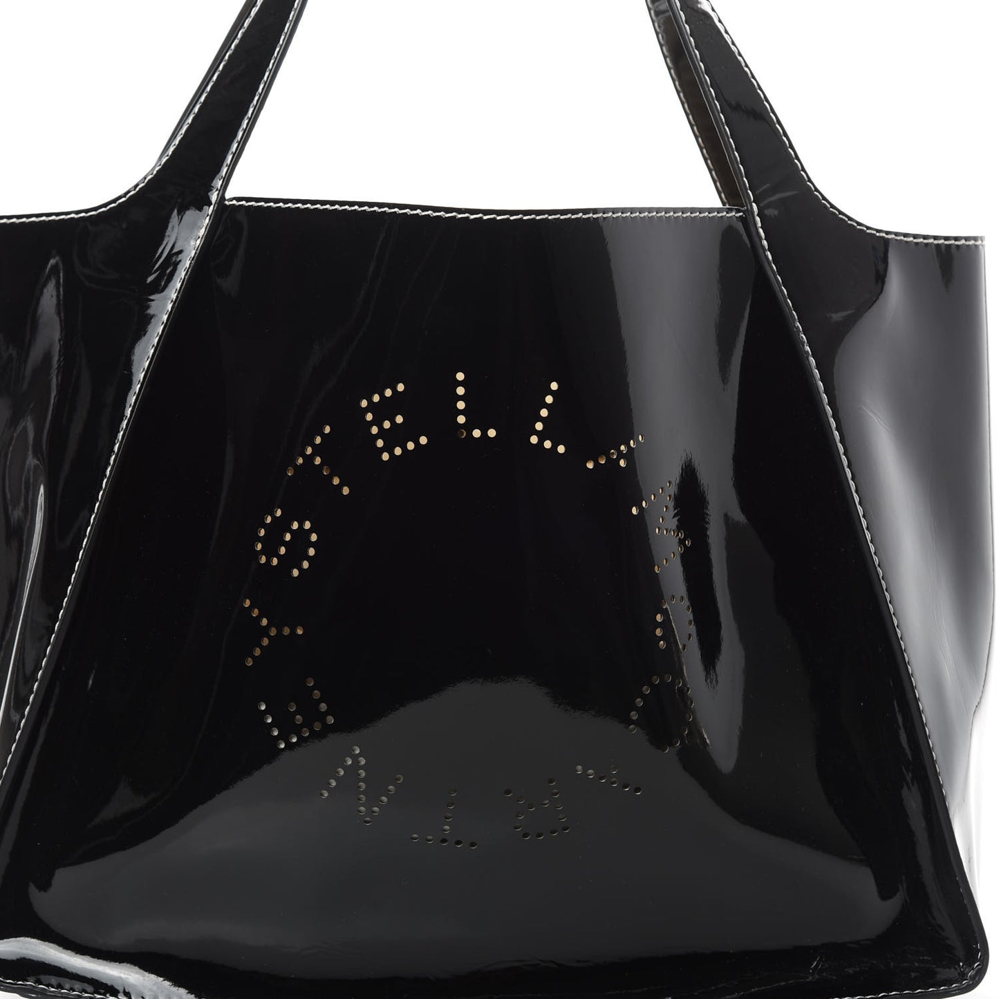 Eco Alter Patent East West Perforated Tote Black