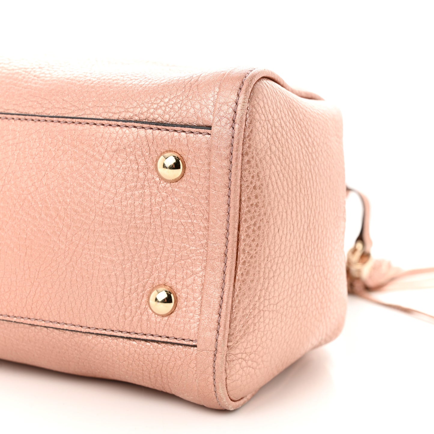 Metallic Pebbled Calfskin Small Soho Shoulder Bag Pink