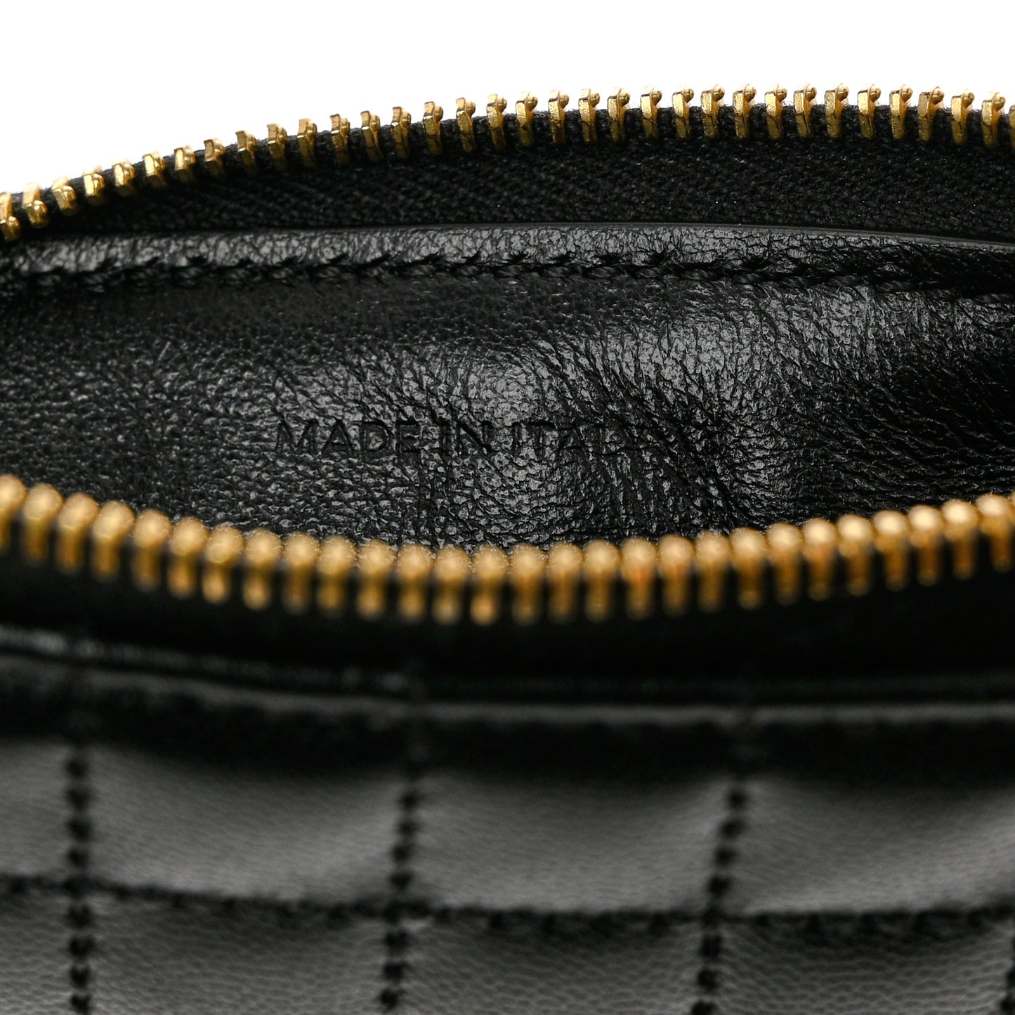 Calfskin Quilted C Charm Coin Card Pouch Black