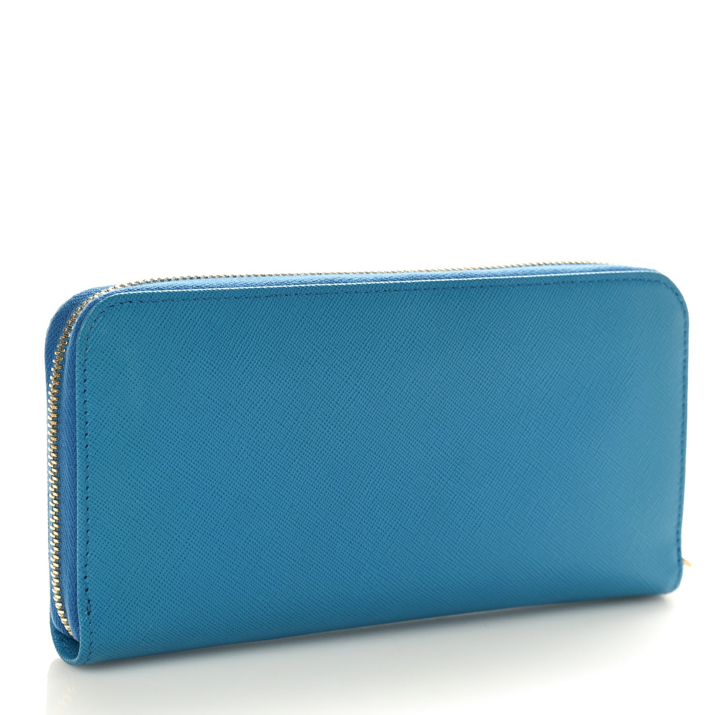 Saffiano Metal Zip Around Wallet Celeste