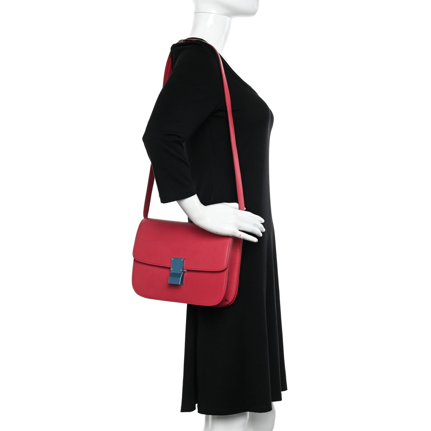 Goatskin Medium Classic Box Flap Bag Dark Pink