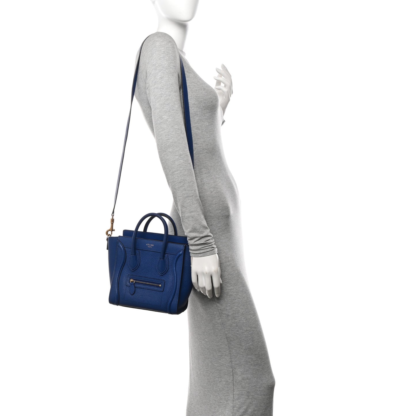 Drummed Calfskin Nano Luggage Indigo