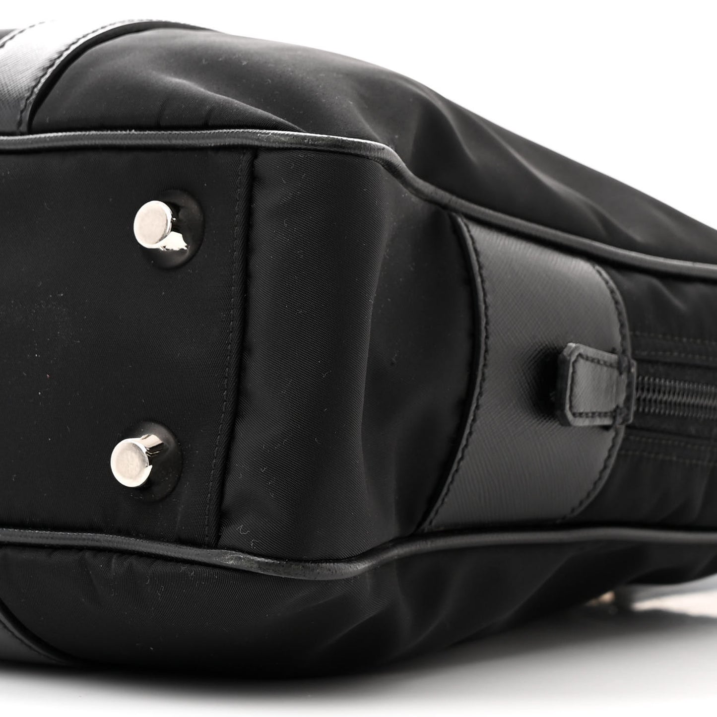 Tessuto Nylon Saffiano Metal Triangle Logo Work Bag Black