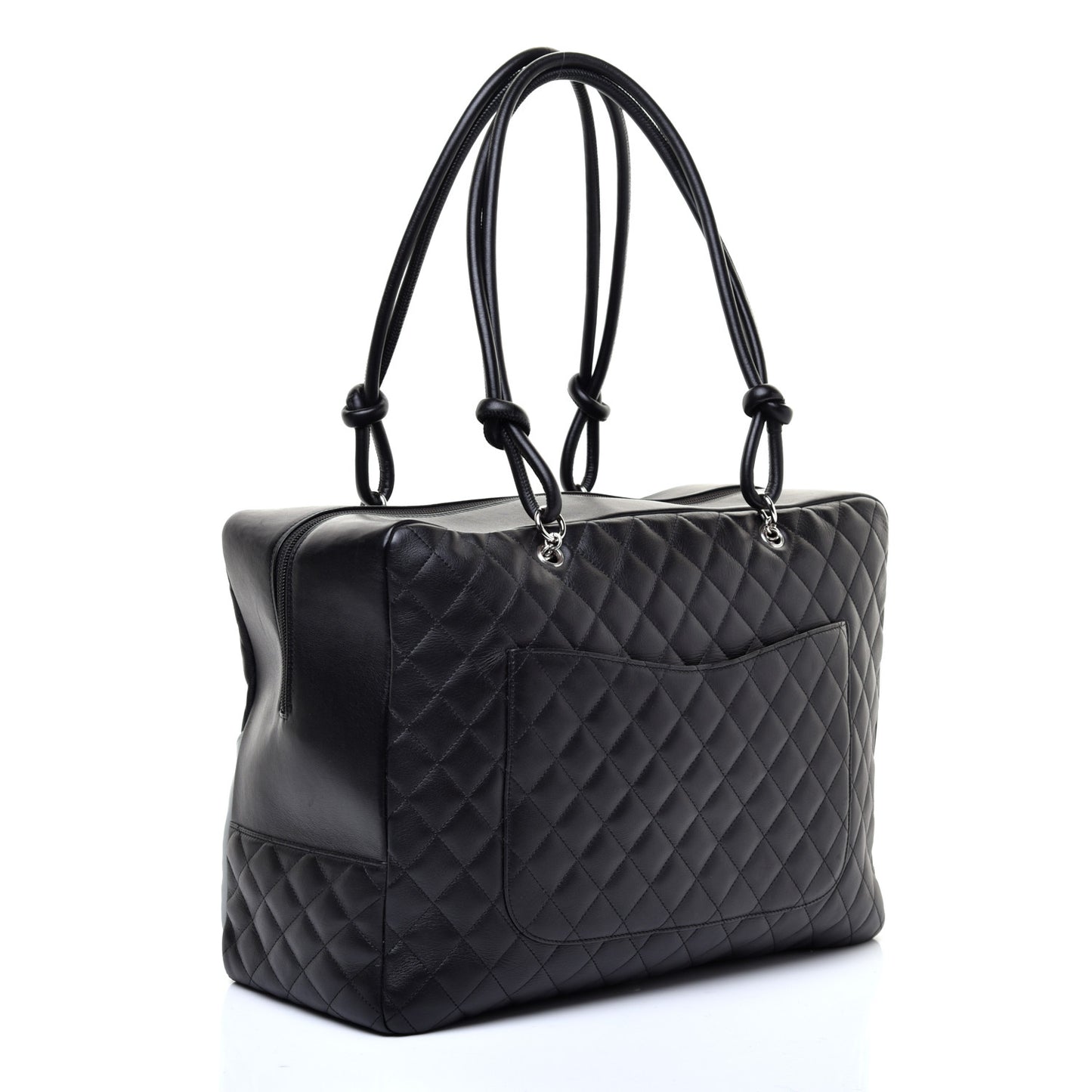 Calfskin Quilted Large Cambon Bag Black