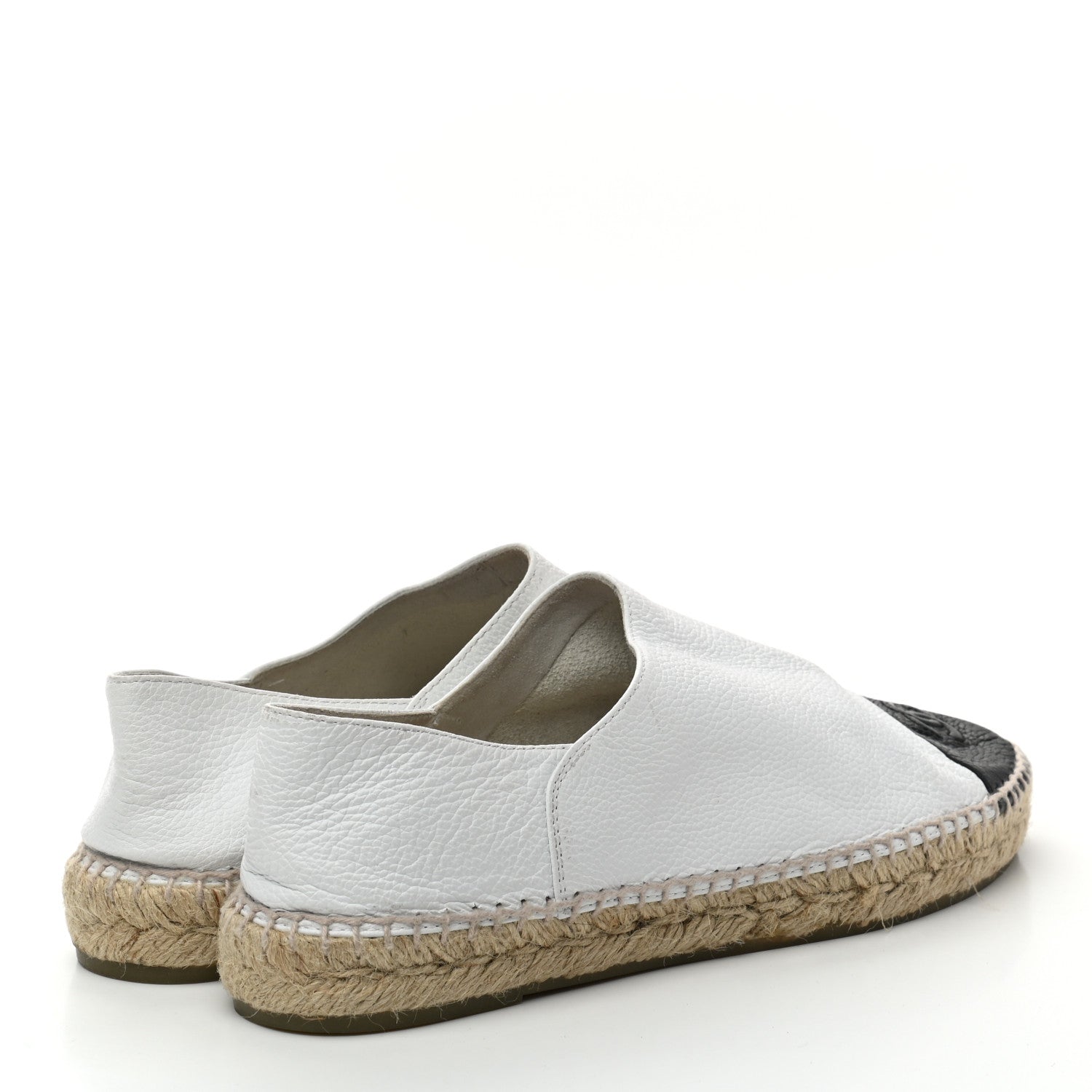 Chanel Grained Calfskin CC Espadrilles 41 White Black 4 of 8